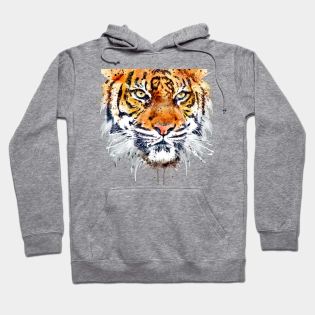 Tiger Face Close-up Hoodie by Marian Voicu